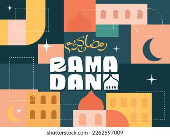 Islamic greeting card template with ramadan text for wallpaper, Poster, banner