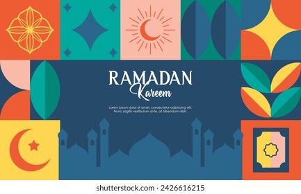 Islamic Greeting Card Template with Ramadan for Wallpaper. Ramadan Kareem Abstract Concept with Ramadan Elements