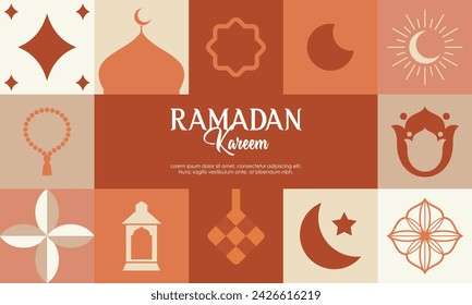 Islamic Greeting Card Template with Ramadan for Wallpaper. Ramadan Kareem Abstract Concept with Ramadan Elements