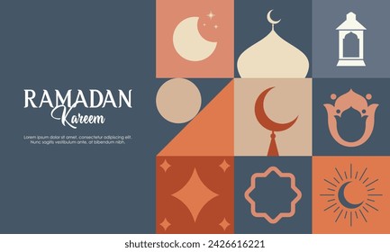 Islamic Greeting Card Template with Ramadan for Wallpaper. Ramadan Kareem Abstract Concept with Ramadan Elements