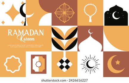 Islamic Greeting Card Template with Ramadan for Wallpaper. Ramadan Kareem Abstract Concept with Ramadan Elements
