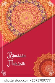 Islamic greeting card template with ramadan for wallpaper design. Poster, media banner. 