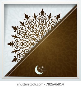 Islamic greeting card template for ramadan with asian ornate pattern
