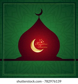 Islamic greeting card template for ramadan kareem with mosque