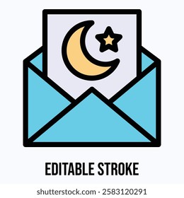 Islamic Greeting Card Vector Icon. Envelope, E mail, Message Isolated Vector Icon.