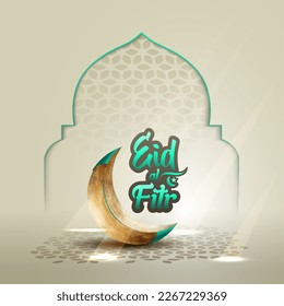 islamischer Gruß eid al fitr Template Design mit Halbmond
