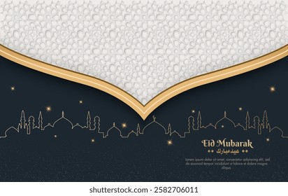 islamic greeting eid mubarak card with luxury islamic decorative ornament background