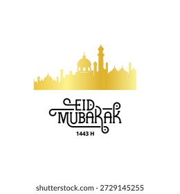 Islamischer Gruß eid Mubarak Kartendesign mit schönem Halbmond und Laterne