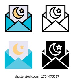 Ícones De Mensagens De Email De Saudação Islâmica, Adequados Para Aplicativos Móveis, Aplicativos Web E Mídia Impressa. Ícones de vários estilos, 