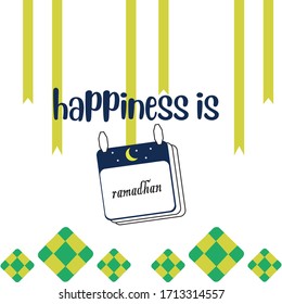 Islamic Greeting Post When Ramadhan Comes Ramadhan Kareem banner Islamic Illustration With calendar calendars and diamond ornaments.