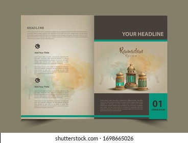 Islamic Greeting Ramadan Brochure Design Template With Beautiful Lanterns