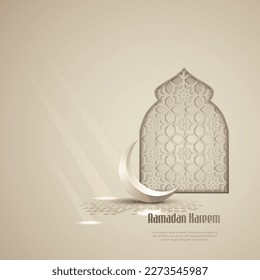 islamic greeting ramadan card design withbeautiful crescent moon