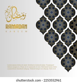 islamic greeting ramadan kareem card square background white gold color design for islamic party