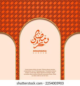 islamic greeting ramadan kareem card square background orange color design for islamic party