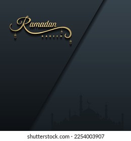 islamic greeting ramadan kareem card square background black gold color design for islamic party