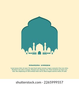 islamic greeting ramadan kareem card square background green gold color design  for islamic party