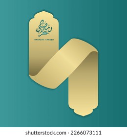 islamic greeting ramadan kareem card square background green gold color design  for islamic party