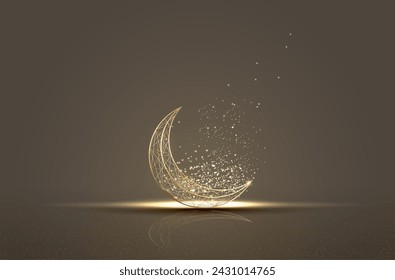 islamic greeting ramadan kareem card design background with crescent moon