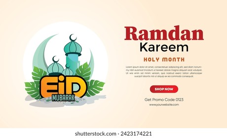 Islamic greeting ramadan kareem design background, template with beautiful lanterns and crescent
