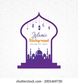 Islamic greetings card background design. Happy Ramadan mubarak background design.