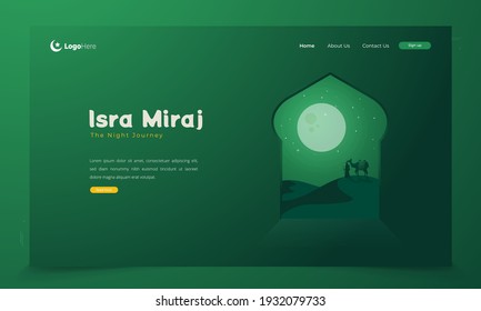 Islamic Greetings Of Isra Miraj Or The Prophet's Night Journey Illustration Concept