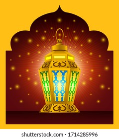 Islamic Greetings for Ramadan and Eid,  Arabic lantern, Traditional Fanoos