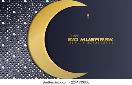 islamic greetings ramadan kareem card design background with classic ornament and lantern and crescent moon