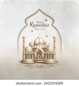 saludos islámicos diseño de tarjetas ramadan kareem con hermosa mezquita