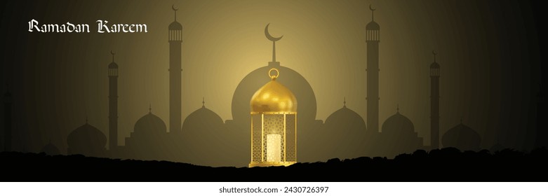 islamic greetings ramadan kareem card design template background with beautiful lanterns and crescent. Ramadan kareem banner, poster, greetings card design. 