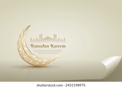 islamic greetings ramadan kareem card design with crescent moon