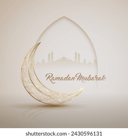 diseño de la tarjeta de ramadán mubarak con la hermosa media luna