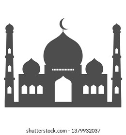Islamic grey mosque, icon, isolated on white background.