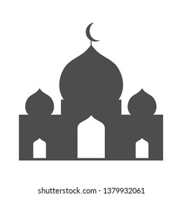 Islamic grey mosque, icon, isolated on white background.