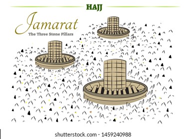 Islamic Hajj Jamarat Or The Three Stone Pillars For Stoning Of The Devil During The Pilgrimage At Makkah 