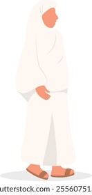 Islamic Hajj Pilgrim Illustration in Flat Cartoon Design and Shape. Vector Character