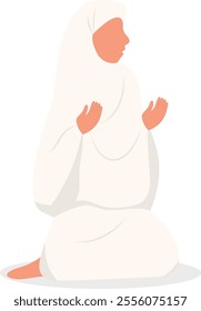 Islamic Hajj Pilgrim Illustration in Flat Cartoon Design and Shape. Vector Character