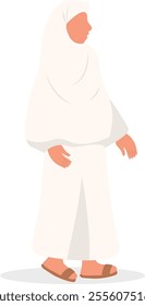 Islamic Hajj Pilgrim Illustration in Flat Cartoon Design and Shape. Vector Character