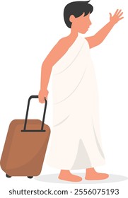 Islamic Hajj Pilgrim Illustration in Flat Cartoon Design and Shape. Vector Character