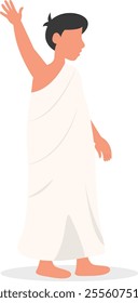 Islamic Hajj Pilgrim Illustration in Flat Cartoon Design and Shape. Vector Character