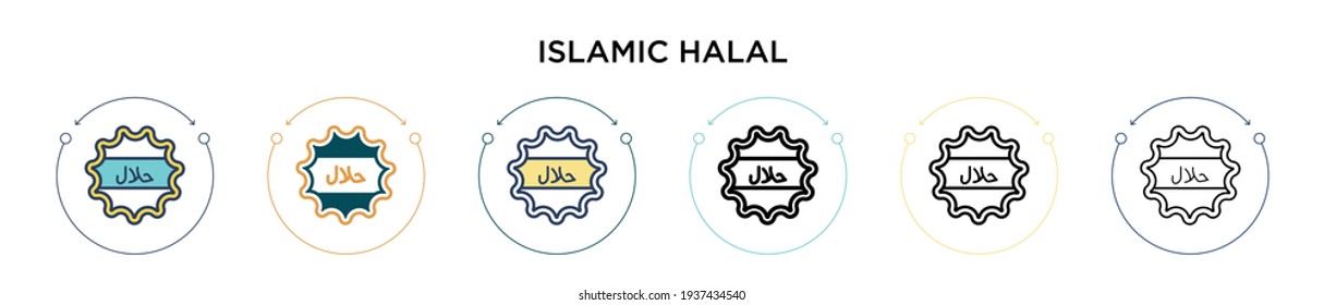 Islamic halal icon in filled, thin line, outline and stroke style. Vector illustration of two colored and black islamic halal vector icons designs can be used for mobile, ui, web