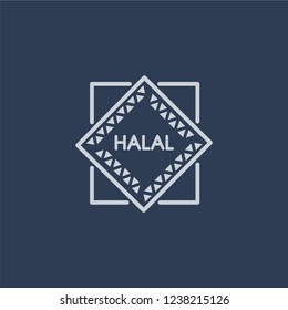 Islamic Halal icon. Trendy flat vector line Islamic Halal icon on dark blue background from Religion  collection. 