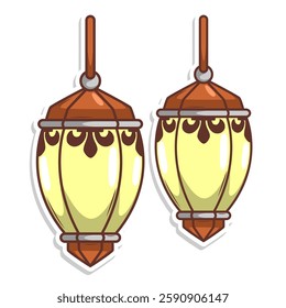 islamic hanging lantern. ramadhan illustration oriental lamps