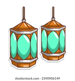 islamic hanging lantern. ramadhan illustration oriental lamps