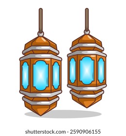 islamic hanging lantern. ramadhan illustration oriental lamps