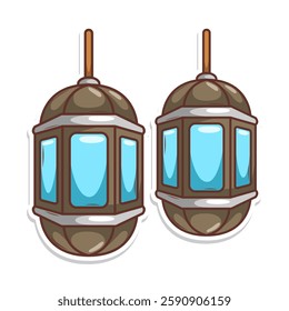 islamic hanging lantern. ramadhan illustration oriental lamps