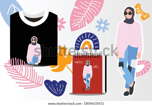 Download Islamic Hijab Styles Muslim Girls Notebook Stock Vector Royalty Free 1804610431