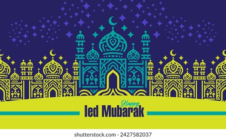 Fondo de la celebración de la fiesta islámica diseñado con adecuado para Ramadán, Eid al-Fitr o Hari Raya.