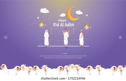 Islamischer Feiertag von Eid al Adha Grußkonzept mit muslim hajj oder auf der Wallfahrt