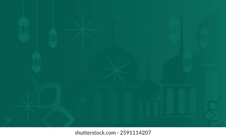 Islamic holiday poster background design with flowers and lanterns, suitable for Ramadan Kareem, Hari Raya, Eid al-Fitr and Eid al-Adha.