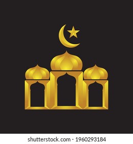 Islamic holiday suitable for Ramadan  Raya Hari  Eid al Adha and Mawlid. A lit up lantern and crescent moon decor on serene evening blue background